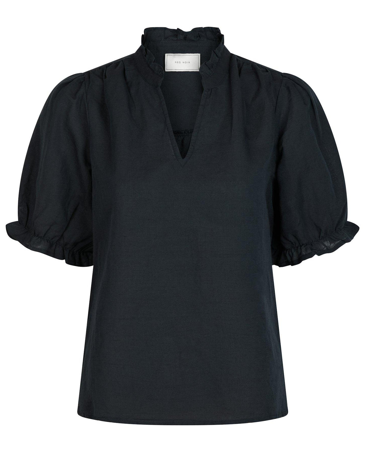 Neo Noir Odesa Linen Bluse Navy NOS26, blå bluse