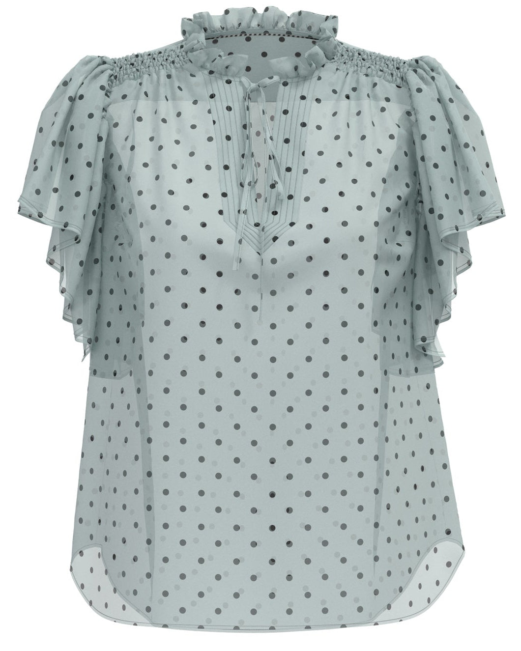Co'Couture Dionne Dot SS Frill Top Pale Blue, blå top