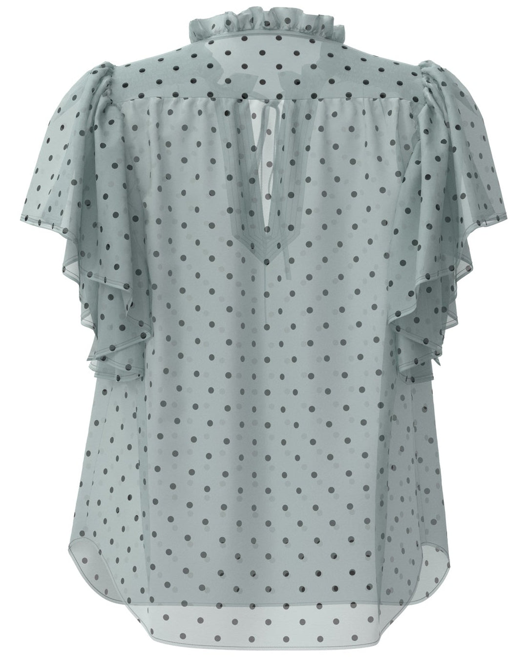 Co'Couture Dionne Dot SS Frill Top Pale Blue, blå top