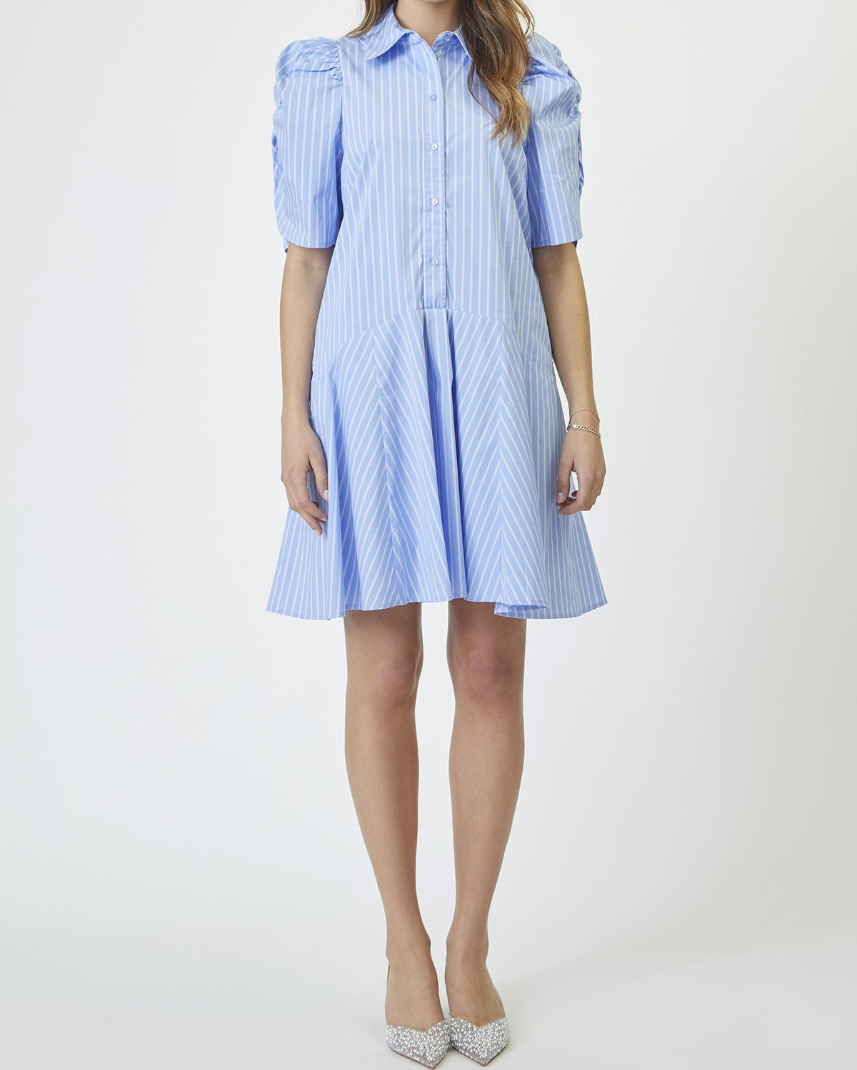 Co'Couture Mica Stripe SS Skjorte Kjole Pale Blue, blå skjortekjole