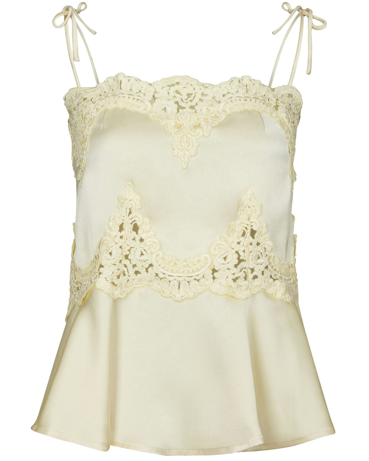Kaela Heavy Sateen Lace Top Light Yellow fra Neo Noir, gul top