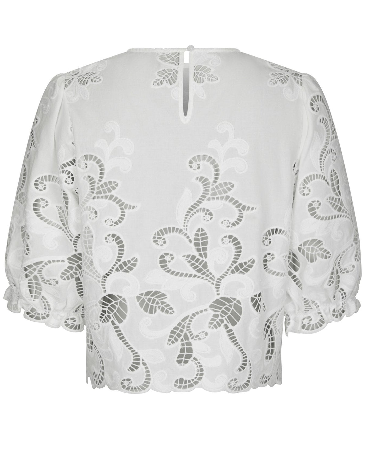 Fia Embroidery Bluse White fra Neo Noir, hvid broderet bluse