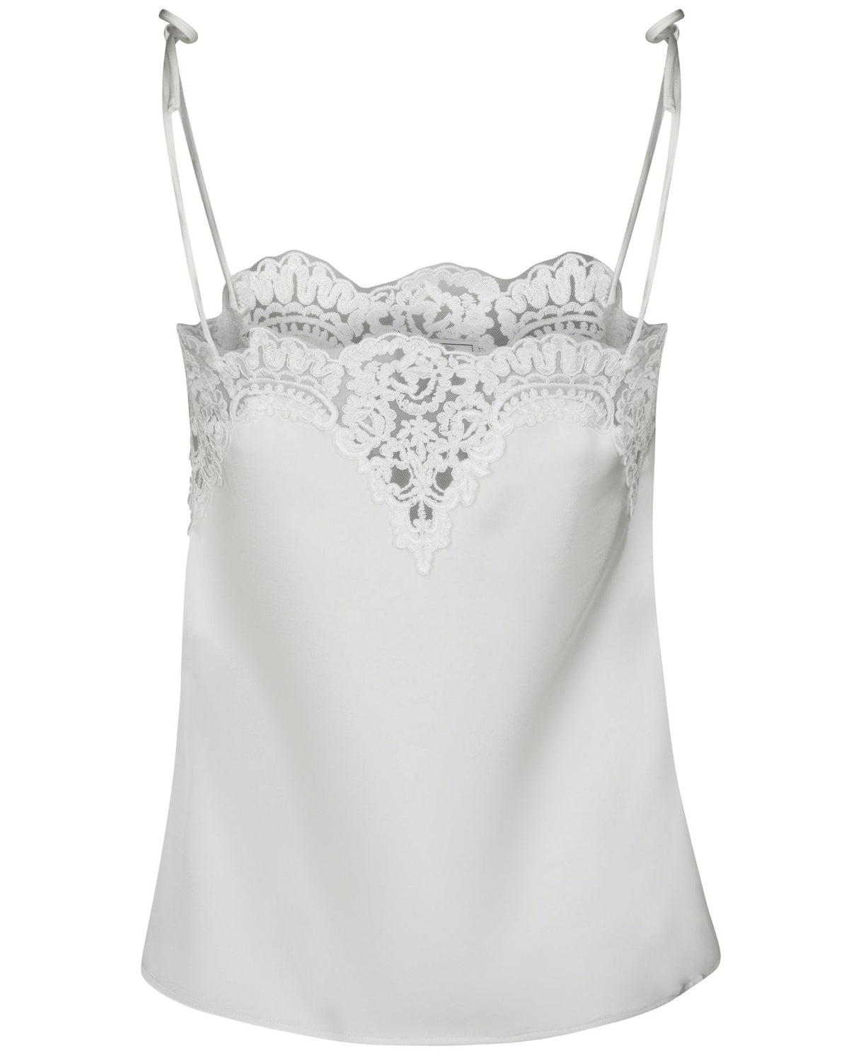 Kaela Heavy Sateen Lace Top Pearl fra Neo Noir, hvid satin top