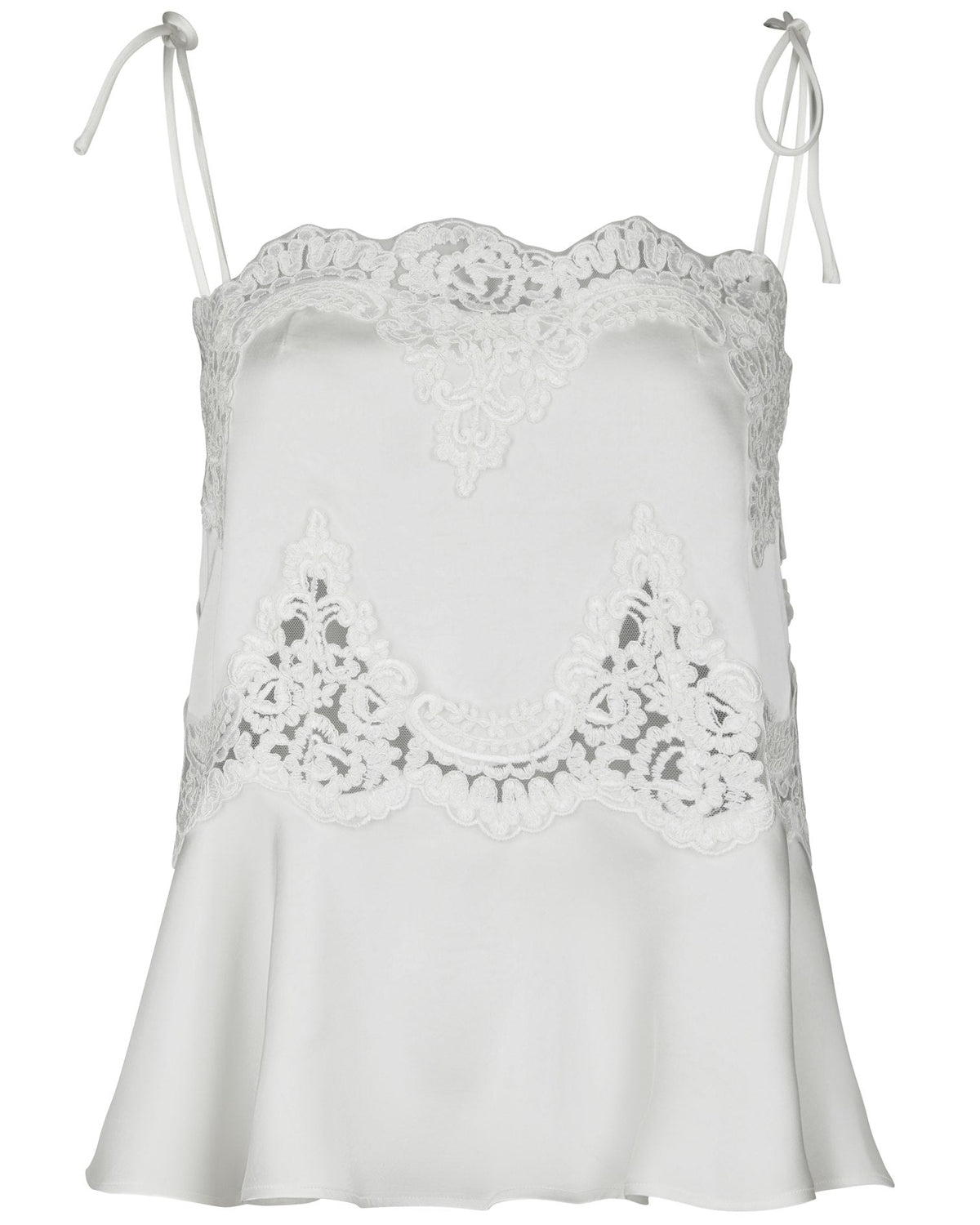 Kaela Heavy Sateen Lace Top Pearl fra Neo Noir, hvid satin top