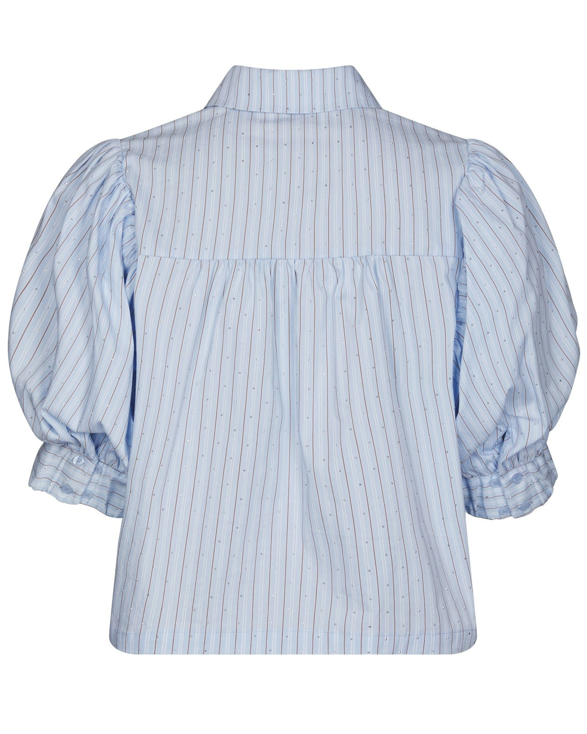Etta Stripe Stone Skjorte Light Blue fra Neo Noir, blå kortærmet stribet skjorte