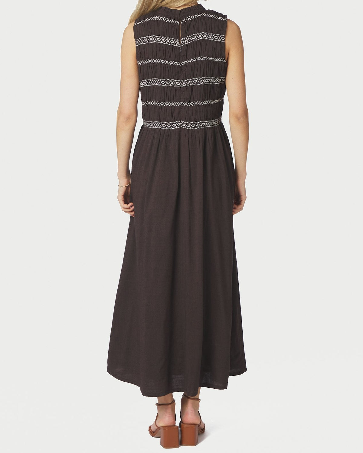 Atika Deco Smock Kjole Dark Brown fra Neo Noir, brun kjole