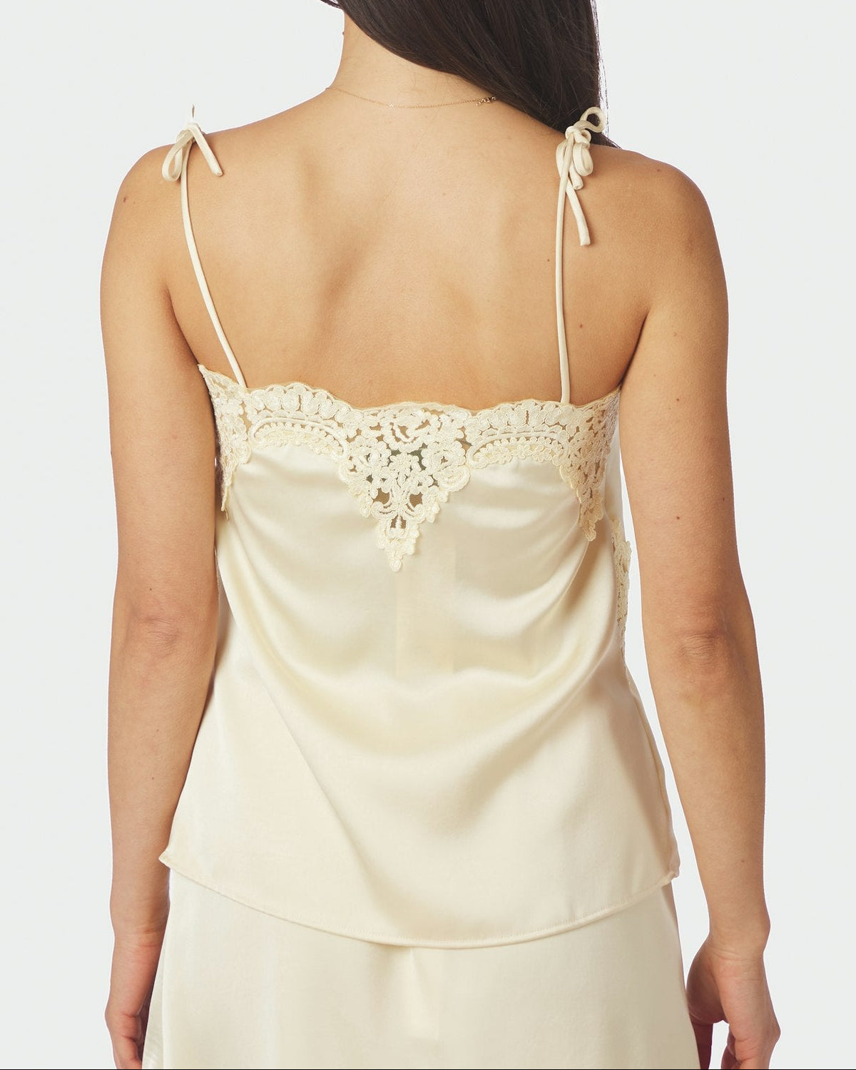 Kaela Heavy Sateen Lace Top Light Yellow fra Neo Noir, gul top