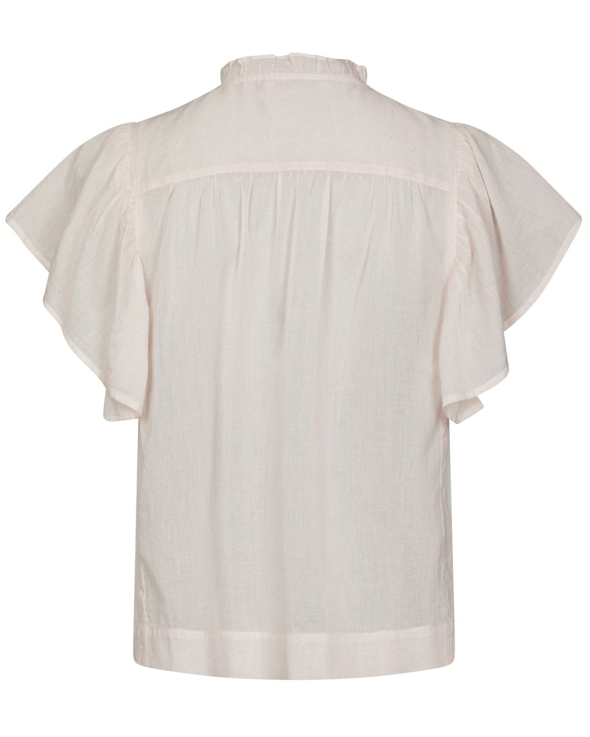 Vinsa Voile Top Light Pink fra Neo Noir, fin flæsedetaljeret bluse
