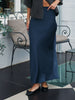 Neo Noir Vicky Heavy Sateen Nederdel Midnight Blue NOA26
