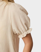 Neo Noir Odesa Linen Bluse Sand NOS26, beige hør top
