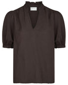 Neo Noir Odesa Linen Bluse Dark Brown NOS26, brun top