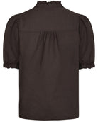 Neo Noir Odesa Linen Bluse Dark Brown NOS26, brun top