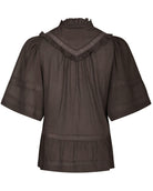 Neo Noir Evienne S Voile Top Dark Brown NOS26, sød brun top