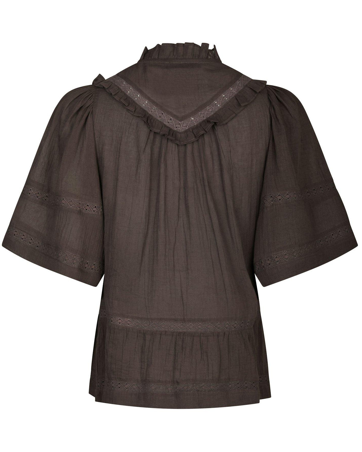 Neo Noir Evienne S Voile Top Dark Brown NOS26, sød brun top