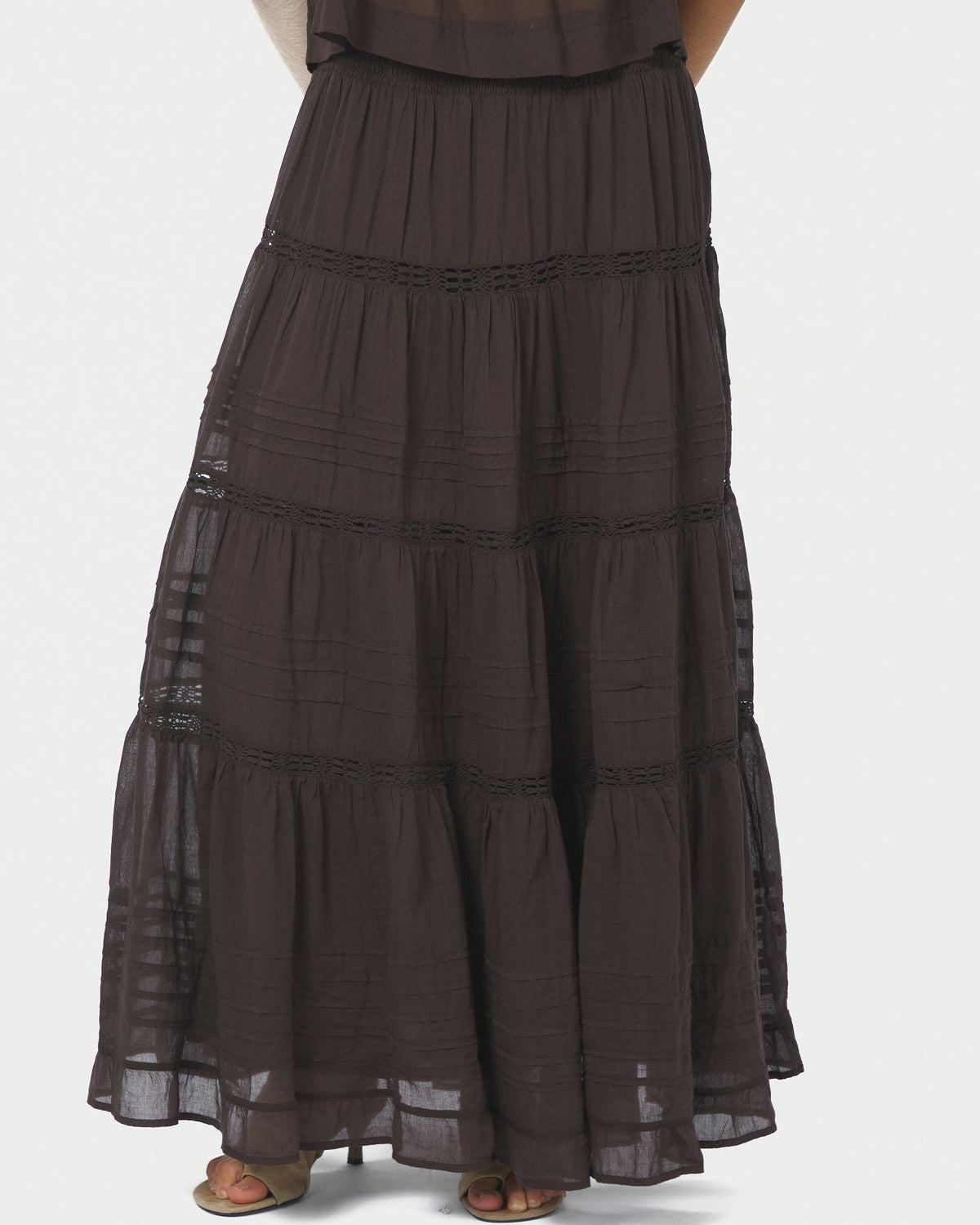Neo Noir Felicia S Voile Nederdel Dark Brown NOS26, brun nederdel