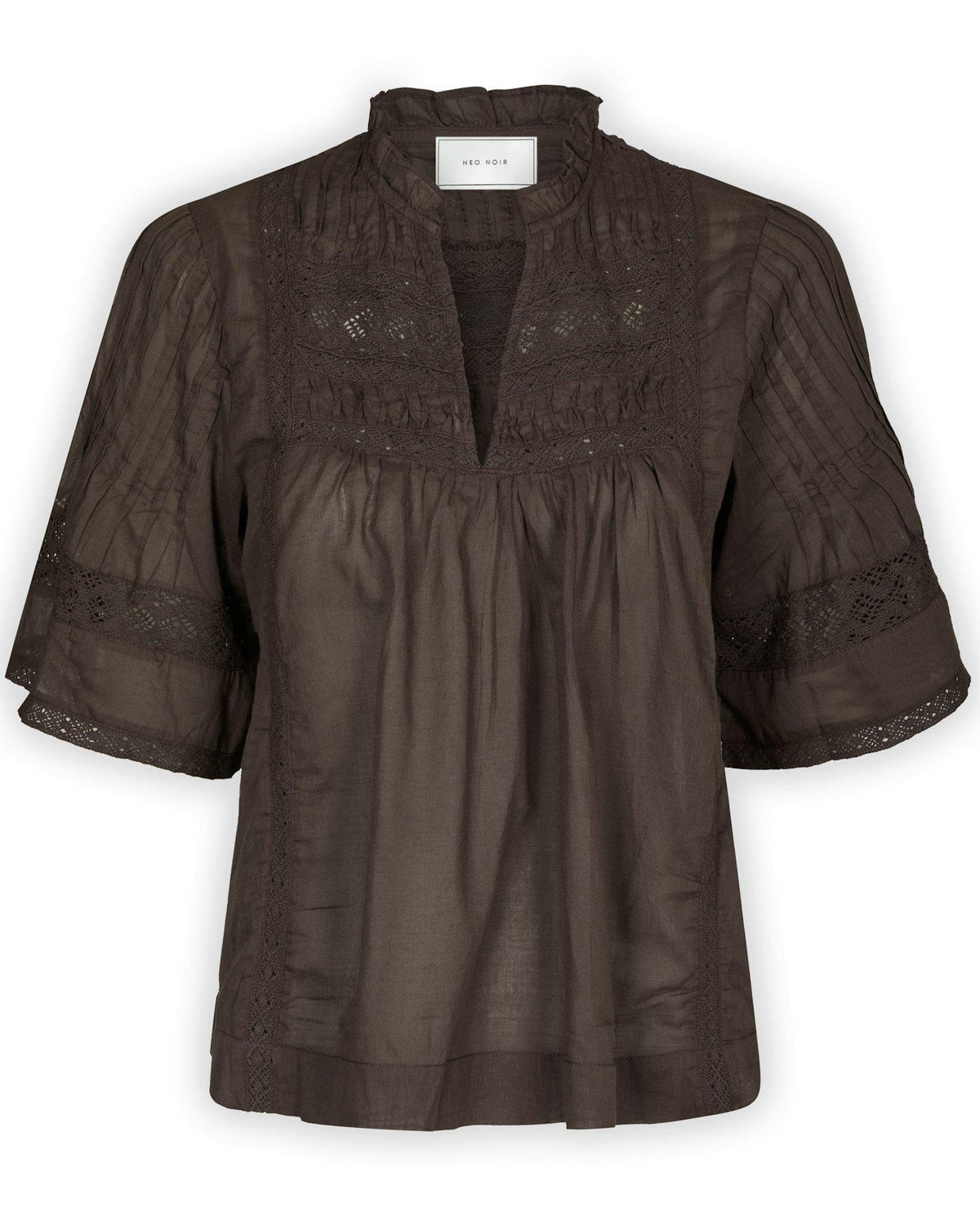 Neo Noir Siama S Voile Bluse Dark Brown NOS26, brun bluse