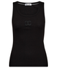 Co'Couture Granny Rib Solid Emb Tank Top Black