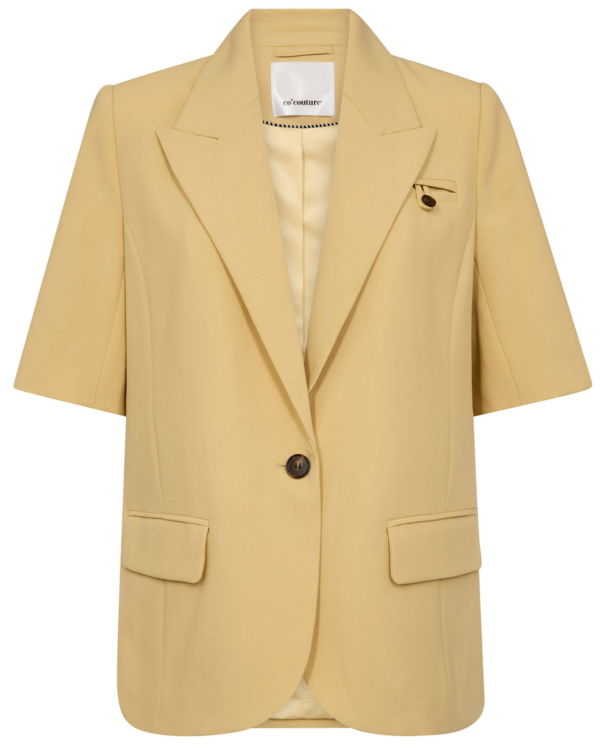 Co'Couture Nilan Fitted SS Blazer Pale Yellow, gul kortærmet blazer