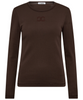 Co'Couture Granny Embroidery LS T-shirt Dark Brown
