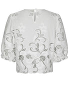 Fia Embroidery Bluse White fra Neo Noir, hvid broderet bluse