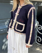 Sissel Edelbo Como Jakke Navy, blå broderet jakke