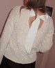 Pieces Kammy LS Deep Back Bow Top Cloud Dancer/White Sequins