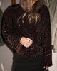 Pieces Kammy LS Deep Back Bow Top Chicory Coffee/Brown Sequins