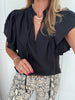 Co'Couture Hera SS Frill Top Black