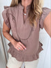 Only Adda SL V-Neck Top Brown Lentil