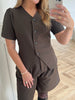 Neo Noir Jules Structure Bluse Dark Brown