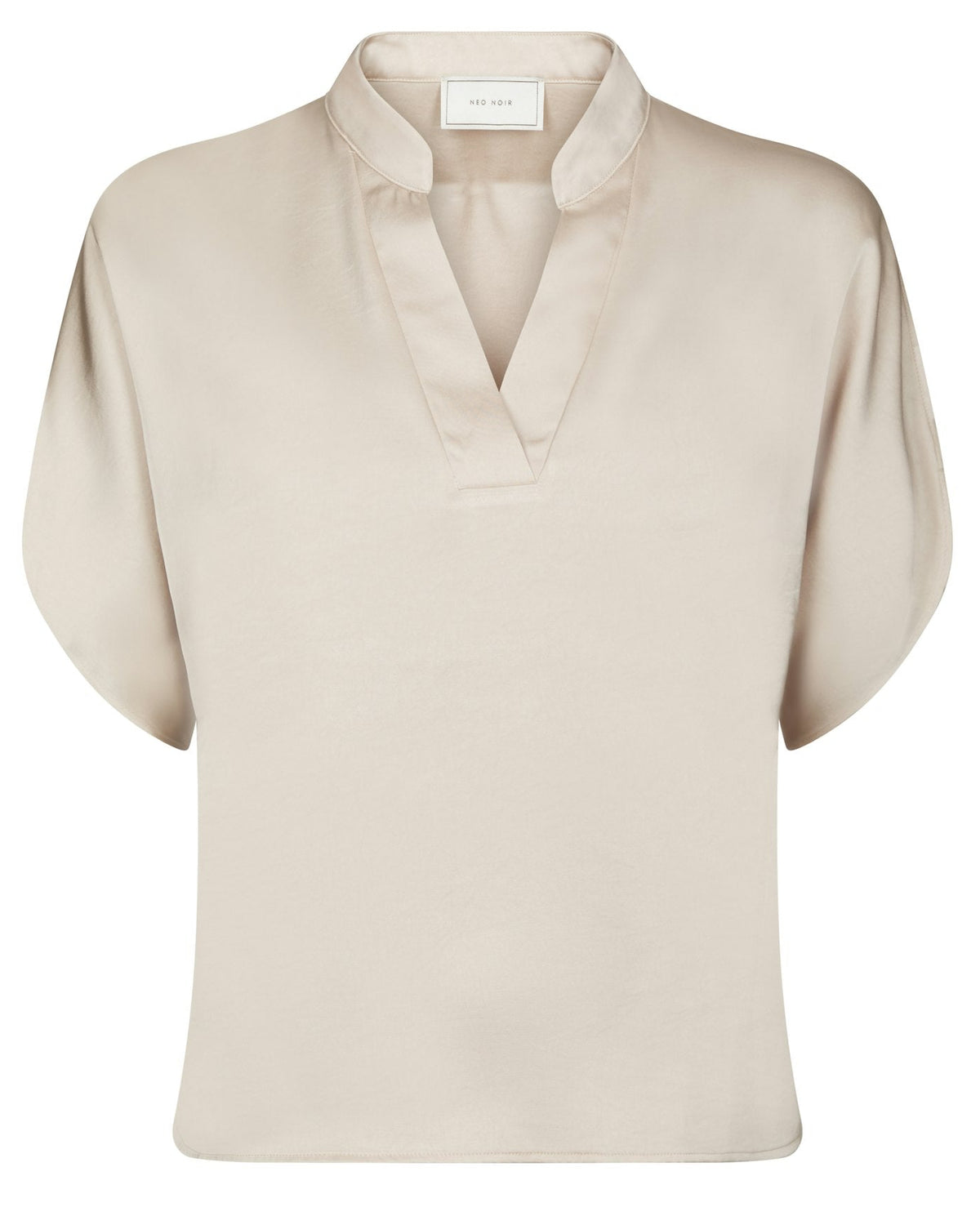 Anelle Heavy Sateen Blouse Pearl fra Neo Noir, beige satinbluse
