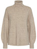 Pieces Malou LS Rollneck Knit Bluse Taupe Grey NOA25