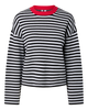 Pieces Jassy LS O-Neck Strik Black Stripes/Cloud Dancer