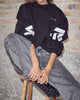 Haute L'Amitié Maxi Split Logo Sweatshirt Black/White
