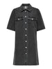 Only Belle S/S Button Denim Kjole Washed Black NOS25
