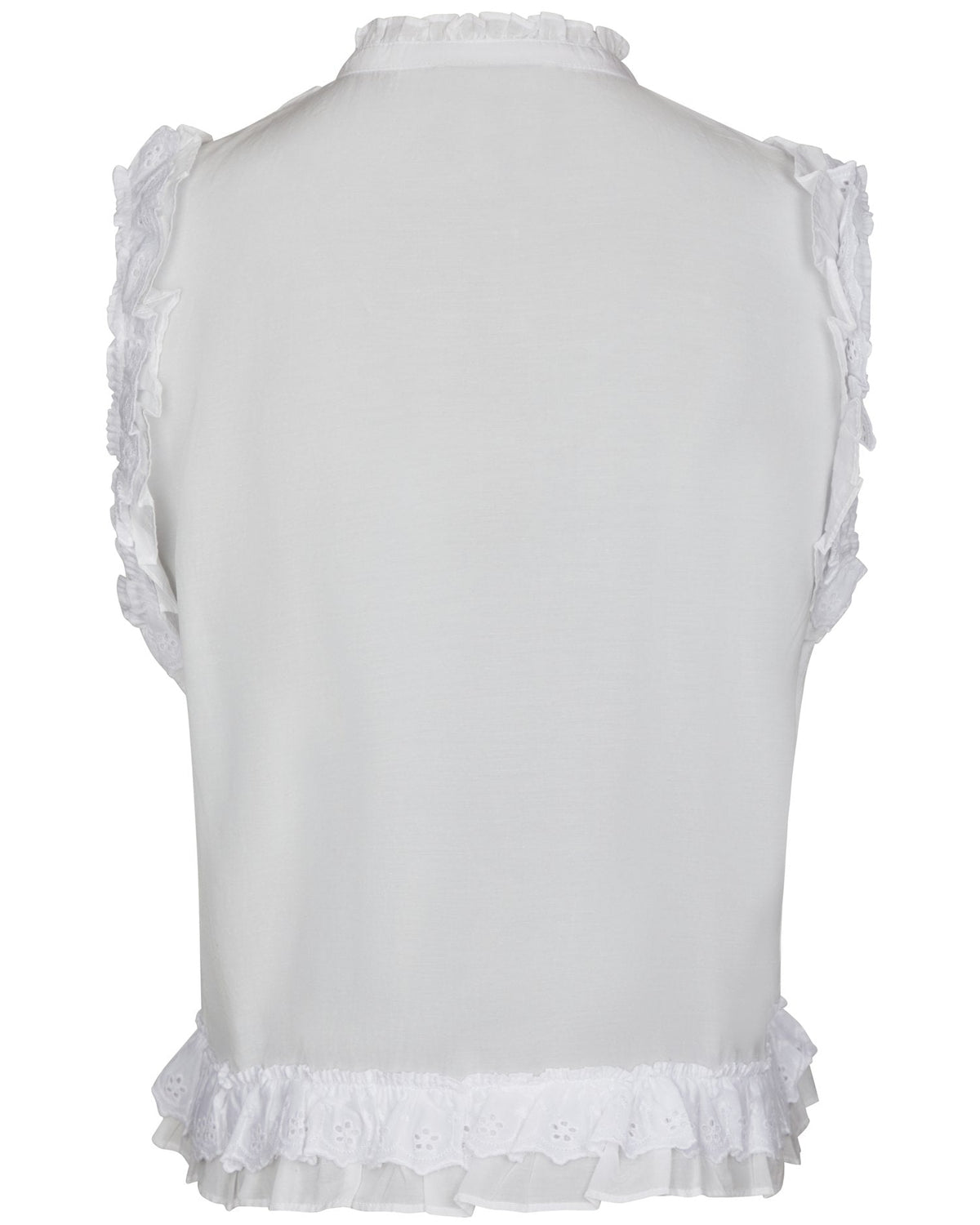 Celia Ruffle Top White fra Neo Noir, hvid flæsetop